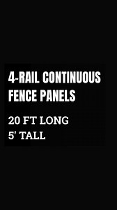 Building out a pen or pasture yourself? The 4-Rail Continuous Fence panels are a great starting point. They are: ✓ Installed a foot off the ground ✓ Final height of 5' ✓ 89 lbs each ✓ 20 ft long ✓ Rail spacing 14 1/4" ✓ $129 per panel Shop today, build this weekend. https://sevenpeaksfenceandbarn.com/products/4-rail-continuous-fence | Seven Peaks Fence And Barn Texas