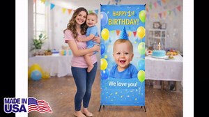Custom Banner – Personalized X-Banner Stand for Events, Trade Shows, Parties & Promotions – Add Your Text, Logo, or Images – Made in USA (Full color, 23x62 inch)