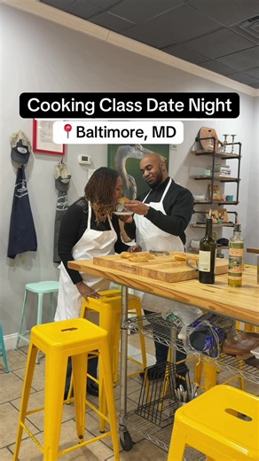 Date night idea in Baltimore, MD is Schola cooking class. We had a great time here and definitely recommend it as all the food was well seasoned and delicious. You group make all of the food then eat together at the end. #baltimoredatenight #baltimorefoodie #marylandfoodie #marylandtiktok