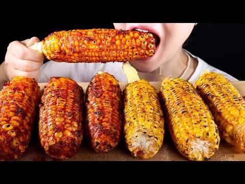 ASMR Grilled Sweet Corns | Chili Lemon and Butter Garlic | Eating Sounds Mukbang No Talking
