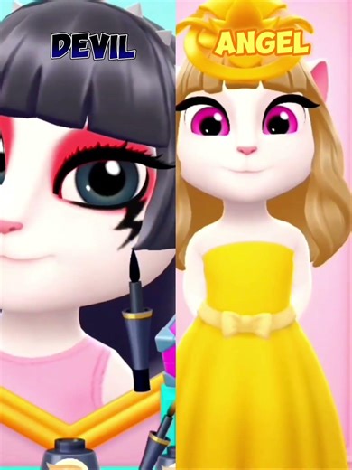 angel vs devil 😈 mekover by My Talking angela2 #mytalkingangela2 #angela2 #shorts #youtube