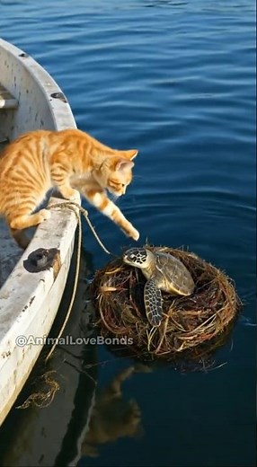 Kitten found a floating turtle in a trap | What happened next?