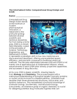 Computational Drug Design & STEM - No Prep -Science Worksheet - 100% Editable