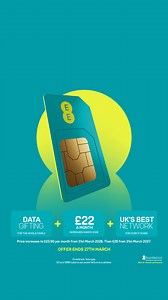 Our best price ever is back! Get unlimited data for just £22 a month, plus data gifting to share with loved ones. All on the UK’s best network for over 11 years in a row - no wonder families choose EE. | EE