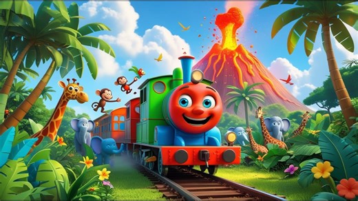 The Happy Train Meets the Volcano | Fun Kids Adventure ♥️