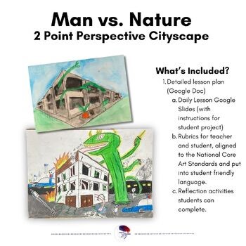 Man vs. Nature: 2-Point Perspective Cityscape Drawing Lesson