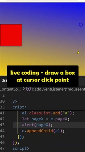 live coding - draw a box at cursor click point