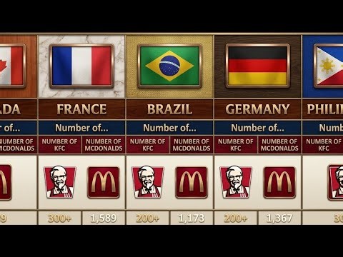 Countries With Most KFC vs McDonald's Outlets From Different Countries