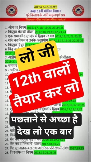 Class 12 Physics : Most Important Topics for Boards 2026 | High Weightage Topics for Boards Class 12