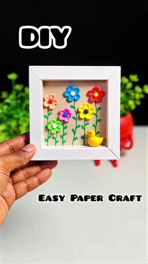 Amazing DIY Paper Flower Frame 🌸 Easy Home Decor Idea #shorts #diy #papercraft