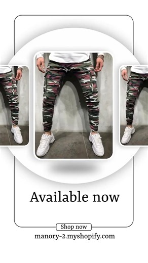 Men's Camouflage Cargo Jeans with Multi Pocket Design
