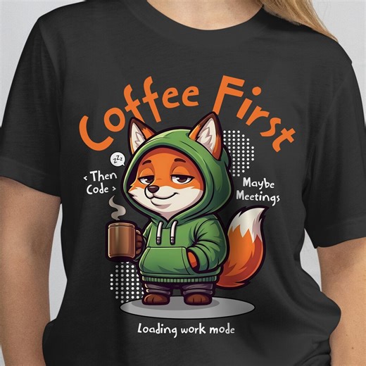 Funny Programmer Fox PNG, Coffee First Then Code Art, Loading Work Mode Developer Gift, Sublimation for Dark Fabric, Tech Digital Download - Etsy