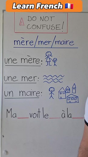DO NOT confuse ☝️⚠️ these French homonyms. Improve your vocabulary with this short video lesson on homonyms. Learn the differencies between "mère" (mother), "mer" (sea) and "maire" (mayor) to avoid confusion inconversation. | Learn & Speak French Easily with us! ✔️ #frenchvocabulary #freefrenchlesson #frenchvocabulaire #frenchword #studyfrench #frenchforbeginners #apprendrelefrançais | OuiTeach & French Becomes Easy