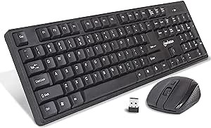 Manhattan Wireless Keyboard and Mouse Combo - Full-Size USB Wireless Keyboard Mouse Set with 2.4GHz Dongle for PC Computer Laptop - Compatible with Windows and Mac – 3 Year Warranty - Black 178990