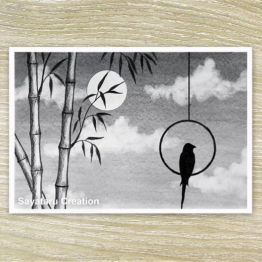 Parrot Bird Scenery Drawing with Pencil Sketch