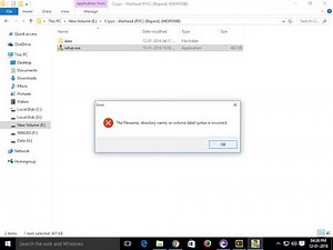 حل مشكلة the filename directory name or volume label syntax is incorrect