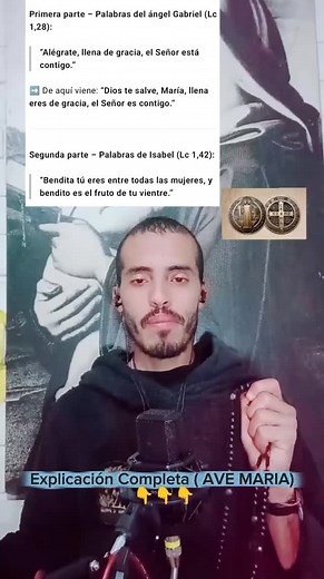 📖 Explicación resumida del Ave María La oración del Ave María nace de la Biblia: El saludo del ángel Gabriel: “Alégrate, llena de gracia, el Señor está contigo” (Lc 1,28). Las palabras de Isabel: “Bendita tú eres entre todas las mujeres, y bendito es el fruto de tu vientre” (Lc 1,42). La Iglesia añadió después: “Santa María, Madre de Dios, ruega por nosotros, pecadores, ahora y en la hora de nuestra muerte.” Este título, Madre de Dios, fue proclamado en el Concilio de Éfeso (431) para defender 