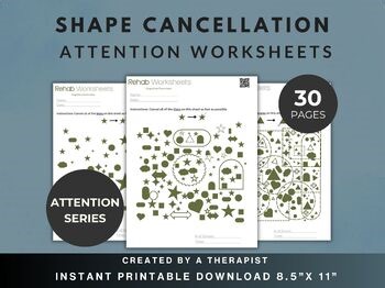 Shape Cancellation Task (30 Worksheets) Cognitive Exercises Worksheets