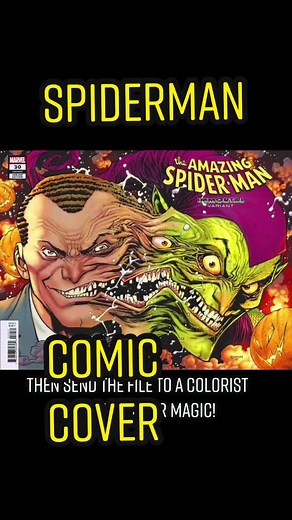 How I make a comicbook cover. Layout digitally, print out in blue, ink by hand, then send to colorist. Colored by Nathan Fairbairn. #spiderman #art