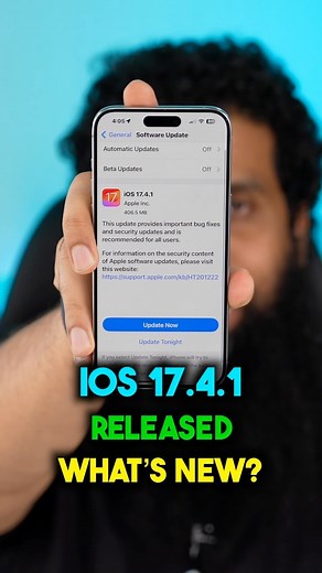 Nabeel Nawab on Instagram: "iOS 17.4.1 Released | What’s New? Storage Problem. #ios #iosupdate #ios17 #ios17features Update kia?"