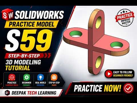 SOLIDWORKS Practice Model S59 | Step-by-Step 3D Modeling Tutorial for Beginners