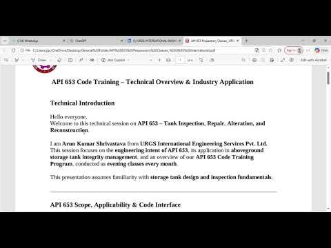 API 653 Aboveground Storage Tank Inspector Certification Preparatory Training | URGS International