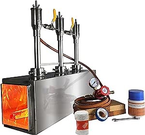 SIMOND STORE Blacksmithing Forge Triple Burner, 2600F Rated, Propane Gas Forge for Knife Making Blacksmithing Farrier Tools - Rectangle Shape Stainless Steel Forge…