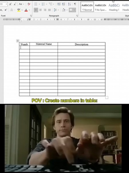 Creating Automatic Numbering in MS Word Tables