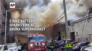 1.9K views · 63 reactions | A massive fire destroyed a supermarket and laundromat in New York on Sunday. City officials blamed an e-bike battery for starting the fire. | AP | Facebook