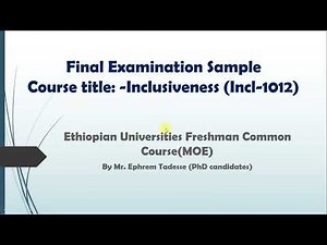 Inclusiveness Final Examination Sample Tutor in Amharic