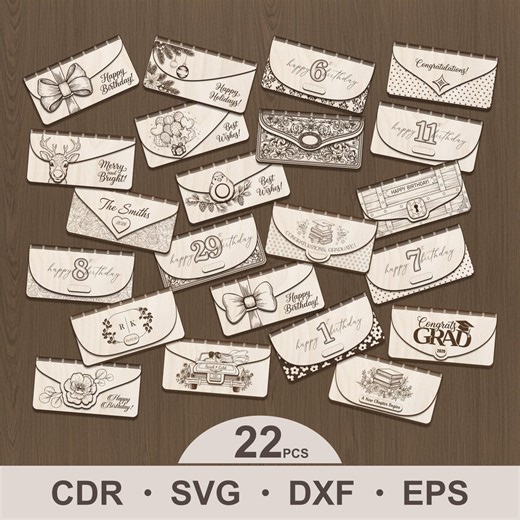 SVG Laser Cut Files Bundle, Money Envelopes, Cash Holder File, Wood Gifts Wallet, Gift for Birthday Wedding Graduation Christmas, Wooden Box - Etsy