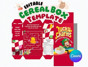 Editable Lucky Charms Cereal Box Template: Kids Birthday Party (canva) - Etsy