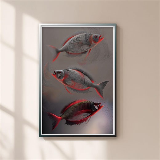 Abstract Fish Wall Art, Bold Red Ocean Print, Modern Artwork (digital Download) - Etsy