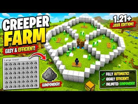 Minecraft 1.21+ Creeper Farm 💥 | EASY Automatic Gunpowder Farm (Java)