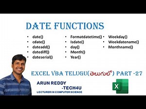 EXCEL VBA TELUGU PART - 27 || DATE FUNCTIONS || DATE FUNCTIONS IN TELUGU ||