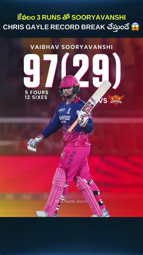 VAIBHAV SOORYAVANSHI 3 RUNS తో WORLD RECORD MISS చేసాడు 😱 #shorts