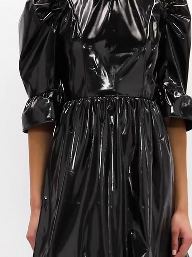 Spring ruffled PVC mini dress