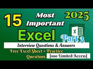 Top 15 Advanced Excel Interview Questions & Answers (Part 3)| FREE ExcelSheet!🚀#excel #exceltutorial