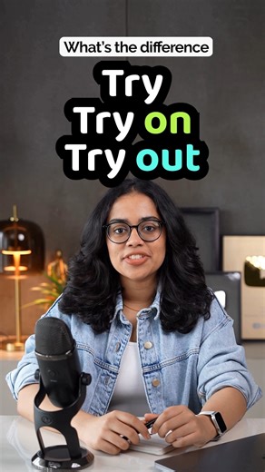Lets Talk Academy on Instagram: "Difference Between TRY, TRY ON, TRY OUT | English Phrasal Verbs | Learn English With Ananya 👉All Online English Course Details - https://www.letstalk.academy/s/store OR 👉Send 'HI' on WhatsApp no - +919324246223 Master 3 essential phrasal verbs with TRY in English! Learn the exact difference between TRY, TRY ON, and TRY OUT with clear examples that will boost your fluency instantly. Try it on means to put on a piece of clothing to see if it fits or looks good, w