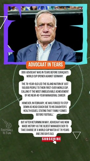 Dick Advocaat In Tears Before Curaçao's World Cup Opener Against Germany #football #worldcup2026