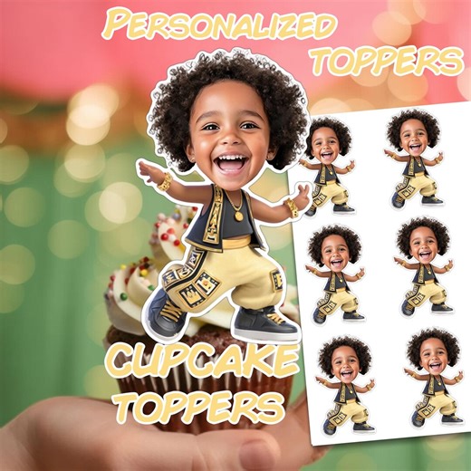 Hip Hop Rapper Face Custom Cupcake Toppers | Personalized Rapper Birthday Party Decor | Custom Photo Hip Hop Cake Toppers - Etsy