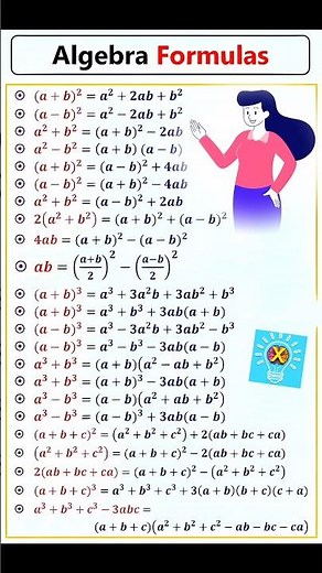 Every Algebra Formula — Super Quick! 🔥➗ #algebratricks #pemdas