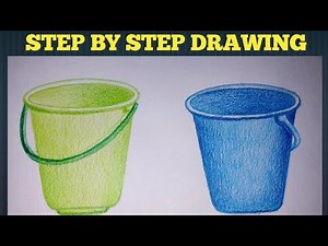 How to draw colour bucket step by step || bucket drawing || tutorial
