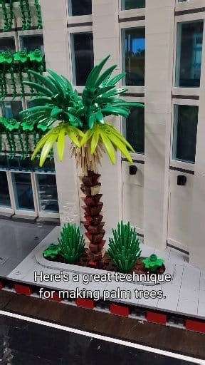 Another great way to make palm trees is by stacking one by one modified bricks with cheese wedges and all four sides. #palmtrees #trees #tree #howto | Bevins Bricks