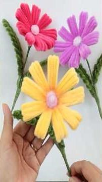 DIY Craft Idea! How To Make Beautiful Flower From Chenille Stems Pipe Cleaner #diy #handmade