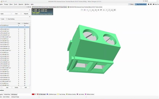 【封装库简介】3. DEGSON宁波高松DG127系列螺钉固定式接线端子PCB封装库