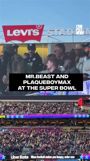 MrBeast and PlaqueBoyMax at the Super Bowl