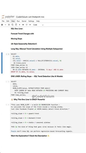 SQL One-Liner: Forecast Trend Changes with Moving Slope (AI-Style Seasonality Detection!)
