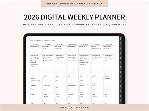 2026 Digital Planner, Digital Weekly Planner 2026, Goodnotes Planner Template, Notability Planner, iPad Planner, 2026 Digital Calendar - Etsy