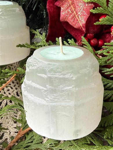 Balsam Selenite Candle Gypsum Crystal Selenite Candle Holder Tower , Raw Selenite Scented Candle Hand Poured Balsam Candle, Soy Wax - Etsy